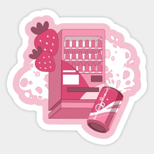 The cute pink vending machine and strawberry drinks Sticker